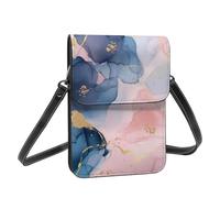 Boltpack Borsa a tracolla per telefono cellulare da donna, in pelle, portamonete, con tracolla regolabile, Marmo Rosa Blu 19, 19 X 13.5 X 1 cm