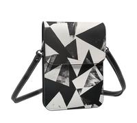 Boltpack Borsa a tracolla per telefono cellulare da donna, in pelle, portamonete, con tracolla regolabile, Geometria Bianca 18, 19 X 13.5 X 1 cm