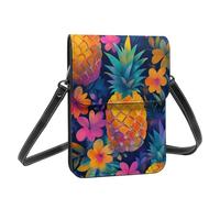 Boltpack Borsa a tracolla per telefono cellulare da donna, in pelle, portamonete, con tracolla regolabile, Ananas colorati 5, 19 X 13.5 X 1 cm