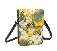 Boltpack Borsa a tracolla per telefono cellulare da donna, in pelle, portamonete, con tracolla regolabile, Fiore Giallo 16, 19 X 13.5 X 1 cm