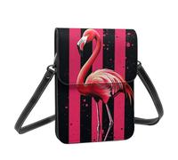 Boltpack Borsa a tracolla per telefono cellulare da donna, in pelle, portamonete, con tracolla regolabile, Fenicottero rosa nero 2, 19 X 13.5 X 1 cm