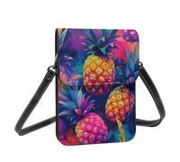 Boltpack Borsa a tracolla per telefono cellulare da donna, in pelle, portamonete, con tracolla regolabile, Ananas colorati 6, 19 X 13.5 X 1 cm