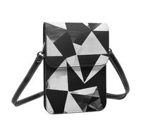 Boltpack Borsa a tracolla per telefono cellulare da donna, in pelle, portamonete, con tracolla regolabile, Geometria Bianca 19, 19 X 13.5 X 1 cm