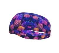BoltPack Fasce sportive con stampa ananas fluo, per donne e uomini, fasce per capelli che assorbono il sudore, adatte per fitness, corsa, ciclismo, yoga, calcio