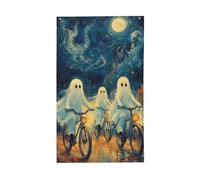 BoltPack Ghosts On Bicycles Stampa Bandiera Giardino 90x150 cm Con Occhielli Stagioni Vacanze Per Decorazioni Esterne Forniture Per Feste