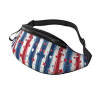 BoltPack Marsupio per donne e uomini, con cinturino regolabile, leggero, impermeabile, per sport, camminata, corsa, Stelle Rosse Blu 18, M, Zaino Trekking