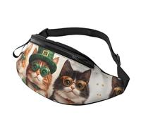 BoltPack Marsupio per donne e uomini, con cinturino regolabile, leggero, impermeabile, per sport, camminata, corsa, Giorno di San Patrizio 7 del gatto, M, Zaino Trekking