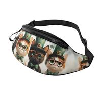 BoltPack Marsupio per donne e uomini, con cinturino regolabile, leggero, impermeabile, per sport, camminata, corsa, Giorno di San Patrizio 11 del gatto, M, Zaino Trekking