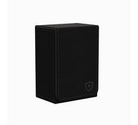 Boltquan Custodia per carte da poker in pelle a due piani, contiene due set di carte da poker, supporto a doppio mazzo di alta qualità con design elegante e chiusura sicura (nero-grigio)