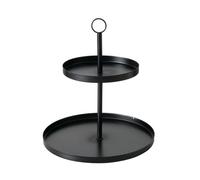 BOLTZE Alzata Samina (colore nero, in metallo laccato, 2 piani, altezza 33 cm, diametro 30 cm, decorazione minimalistica, supporto per frutta, dessert e snack, piatto da porta) 2060399