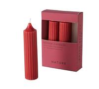 Boltze Candela a stelo Riffly (3 pezzi, rosso, 15 cm, in cera, design moderno, superficie scanalata, candela, candela rossa, decorazione) 2053023