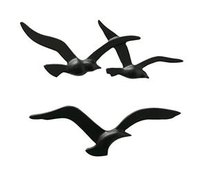 Boltze Home Birdy - Set di 2 pezzi gabbiano in alluminio nero, larghezza 39 cm