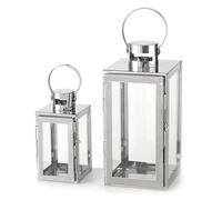 Boltze - Set di 2 lanterne Caruso in vero vetro con lanterne da 15 cm e 24 cm