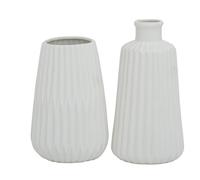 Boltze - Set di vasi Esko, 2 pezzi (bianco opaco, vasi di fiori in ceramica, diametro circa 8,5 cm, decorazione per interni, senza fiori, stile scandinavo) 5549600