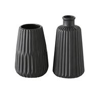 Boltze Set di vasi Esko 2 pezzi (Nero smaltato, vasi di fiori in ceramica, diametro circa 8,5 cm, decorazione per interni, senza fiori, stile scandinavo) 1013332