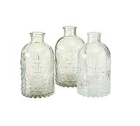 Boltze Vase Country 4019400 - Vaso da fiori per decorazione da tavolo, diametro 5,5 cm, vetro trasparente, altezza 12 cm, 3 pezzi