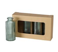 Boltze Vaso Panja (vaso verde, 4 pezzi, in vetro laccato, 6 x 6 x 13,8 cm, vaso per fiori) 2005929