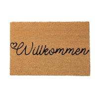 BOLTZE Zerbino con scritta "Wilkommen" (colore naturale/nero, in PVC e cocco, 60 x 40 x 1,5 cm, con motivo di benvenuto, forma rettangolare, poggiapiedi, accessori per la casa) 2046196