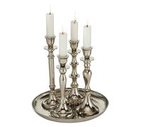 Boltze Zeus 2052855 - Candelabro a forma di candela, in alluminio, 5 pezzi, colore: Argento