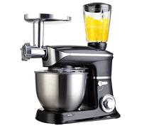 BoluDukNN Spremiagrumi/Sbattitore/Tritacarne 3 in 1, 1300 W, Ciotola da 6,5 Litri, Regolazione della velocità A 6 velocità + Impulsi, con Gancio per Impasto/Frusta/Sbattitore Piatto/Spatola Black