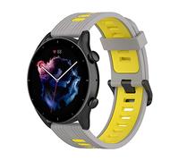 BoLuo Cinturino per Orologi, Cintura Silicone Bracelet Cinturino Strap per Huawei Watch GT Runner/Watch GT3 46MM Band, Grigio Giallo, 22 mm
