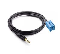 Bolwins Cavo adattatore AUX per auto E26, jack 3,5 mm, connettore mini ISO compatibile con autoradio, lettore MP3, smartphone, tablet, cavo audio, 150 cm, nero per auto trasmissione di musica