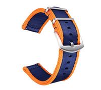 BOLYTE Cinturini Orologi Uomo Donna Nylon Sgancio Rapido Fibbia Dell'acciaio Inossidabile, Blu/Arancione, 22mm