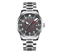 BOLYTE Orologio meccanico da uomo con numeri romani e calendario, in acciaio inox, automatico, design tourbillon, orologio da uomo, Argento nero