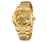 BOLYTE Tourbillon Design Orologio da polso da uomo analogico automatico in acciaio inossidabile, 8240-oro