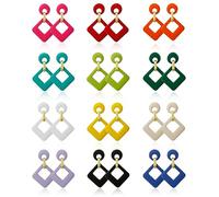 BOMAIL 12 paia di orecchini acrilici per le donne geometria resina goccia orecchini pendenti colorati orecchini a cerchio acrilico quadrato orecchini dichiarazione gioielli partito, Acrilico, Nessuna