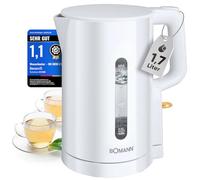 Bomann Bollitore elettrico da 1,7 l, 2200 W, per un riscaldamento rapido, senza BPA, utilizzabile con una sola mano, indicatore del livello dell'acqua, Kettle, protezione da surriscaldamento, WK 6090