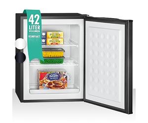 Bomann® Freezer piccolo con capacità 42L, mini congelatore con 2 ripiani in filo metallico rimovibili, con cerniere della porta intercambiabili e controllo continuo della temperatura - GB 7236 nero