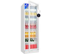 Bomann® Fridge with Glass Door, Lockable Drinks Refrigerator, 6 Height-Adjustable Shelves, 30 kg per Shelf, 347 Litres, Large Fridge Bottle Fridge with LED Light, KSG 7351 White