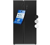 Bomann SBS 7344 Stand Side-by-Side Kombination, 90 cm di lunghezza, 442 L, Total NoFrost, Schnellkühlfunktion, Schnellgefrierfunktion, Energiesparmodus, Auto-Funktion, Edelstahloptik-Schwarz