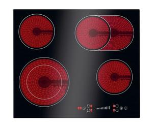 Bomann® Self-sufficient ceramic hob with 4 hobs, self-sufficient hob with slide control and timer function, hob with 9 levels, glass ceramic hob 6600 W and automatic cooking stop, ceramic hob EBK 7941