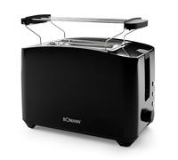Bomann, Tostapane compatto a 2 fette, Scongelamento, Riscaldamento, Spegnimento rapido, Porta panini, TA6065CB, Nero