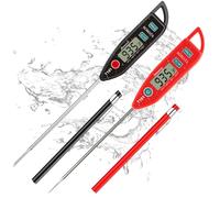 BOMATA 2-pack impermeabile IPX7 termometro per carne, lettura istantanea termometro alimentare con sonda lunga per acqua, liquidi, cottura in cucina, grill, barbecue. T101 X 2 Nero & Rosa