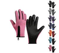 Bomaze Winter Gloves for Men Women Unisex Winter Thermal Gloves Waterproof Windproof Touch Screen Glove for Driving Cycling (rosa, XXL)