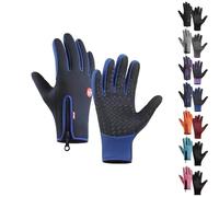 Bomaze Winter Gloves for Men Women Unisex Winter Thermal Gloves Waterproof Windproof Touch Screen Glove for Driving Cycling (Blue,XL)