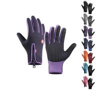 Bomaze Winter Gloves for Men Women Unisex Winter Thermal Gloves Waterproof Windproof Touch Screen Glove for Driving Cycling (viola, XXL)