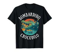Bombardino Crocodilo Italiano Brainrot Meme Retro Tramonto Uomini Maglietta