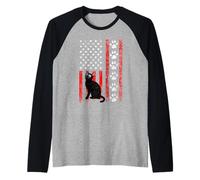 Bombay Cat 4th of July Patriotic American Flag Paws Lover Maglia con Maniche Raglan