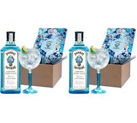 Bombay Sapphire Cocktail Gin Set in confezione regalo, Vol. 40%, 70 cl / 700 ml e bicchiere Balloon da gin, include Bombay Sapphire Premium Distilled London Dry Gin (Confezione da 2)