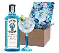 BOMBAY SAPPHIRE London Dry Gin, idea regalo con bicchiere, 40% vol., 70 cl | Set regalo gin botanico con bicchiere, distillato 100% infuso a vapore, 10 botanical selezionati, cocktail morbido, 700 ml