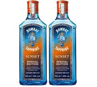 Bombay Sapphire Sunset London Dry Gin, 43% vol., 70 cl / 700 ml, Edizione speciale Gin 100% infuso a vapore con l'intensità delle spezie e il gusto agrodolce del mandarino (Confezione da 2)