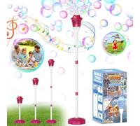 Bombble Macchina Bolle Regolabile in Piedi, Macchina per Bolle di Sapone con Musica/Luci/150ml Soluzione, 10000+ Bolla/Min Macchina Sparabolle Ricaricabile per Bambini All'aperto Festa Matrimonio