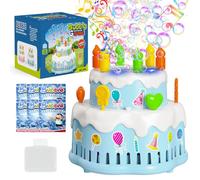 Bombble Macchina per Bolle Torta di Compleanno, Macchina Automatica per Bolle di Sapone per Bambini 10000+ Bolle al Minuto con Luci/Musica/13 Fori/Soluzione per Festa All'aperto Regalo Nozze