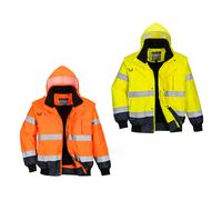Portwest C465YNRL Bomber Bicolore Alta Visibilità 3 in 1, Giallo/Blu Navi, Large