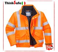 Uomo Hi Vis Bomber Giubbino Impermeabile IN Pile Cappuccio Foderato Sicurezza