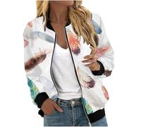 Bomber casual da donna, leggero, a maniche lunghe, antivento, per primavera e autunno, con tasche, 1C-Arancione, M